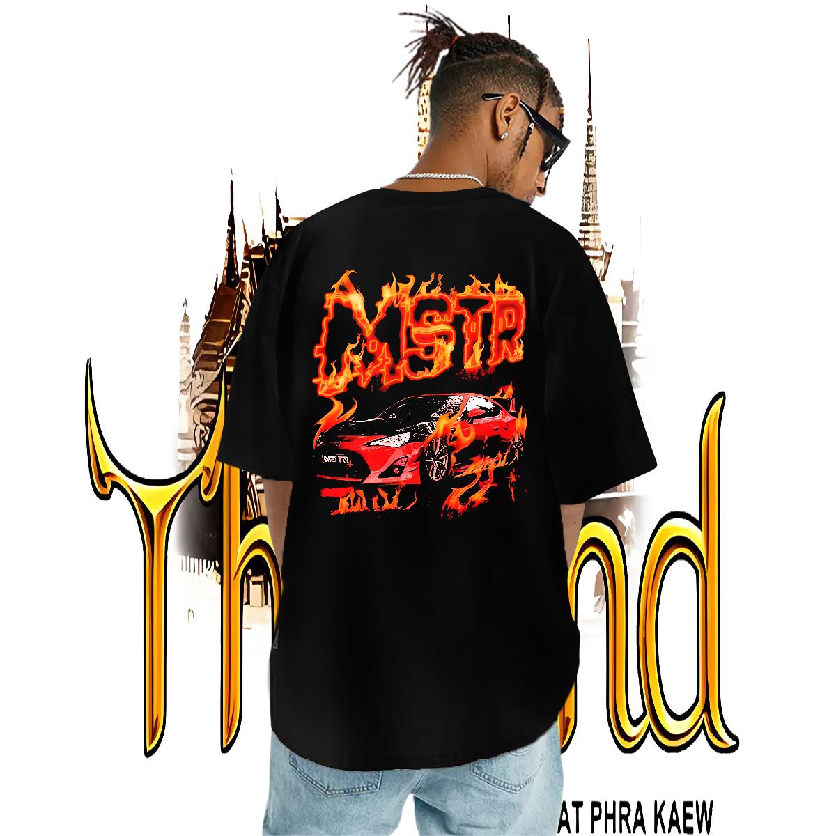 2024 DIY T Shirts Men Black Oversized Tshirts Sport O-Neck Short Sleeve Cotton Popular Clothes