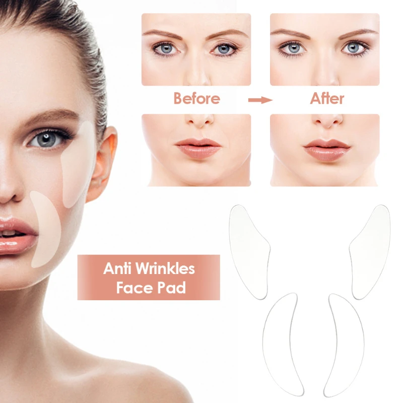 Reusable Face Wrinkle Remover tapes Silicone Anti-wrinkle Face Forehead Cheek Chin Sticker Anti Aging Face Skin Lifting Patches