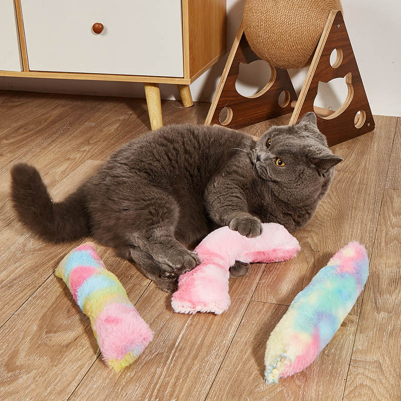 Funny Cat Toy Plush Strip Pillows Catnip Toys Interactive Playing Soft Fluffy Cat Stick Durable Pet Supplies