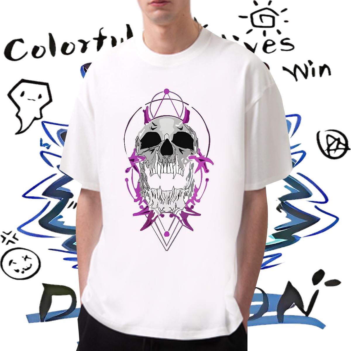 Wholesale T-Shirts Cartoon Print Men Tshirts Sports Casual Cotton O Neck Short Sleeves Unisex Clothes