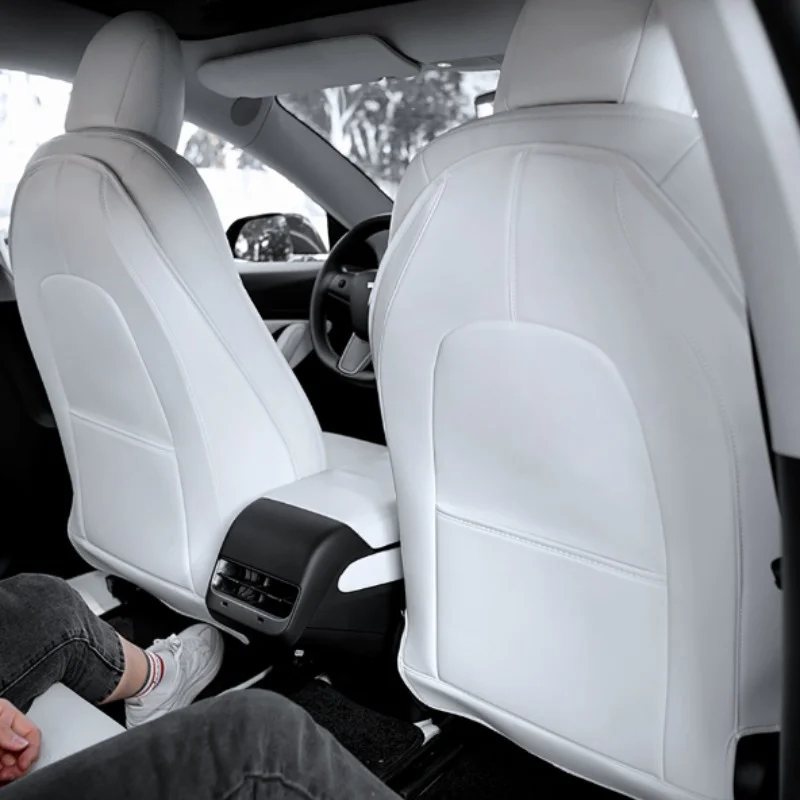 For Tesla Model3 Y 3+ Highland 2024 Seat Anti Dirty Pad Leather Rear Backrest Half Pack Protective Pad Car Interior Accessories