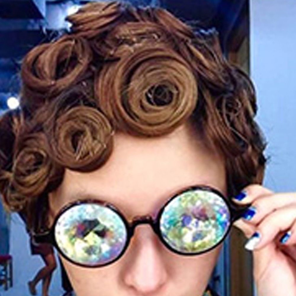 Clear Round Glasses Kaleidoscope Eyewears Crystal Lens Party Rave Sunglasses Female Men'S Glasses Party Queen Gifts Hot