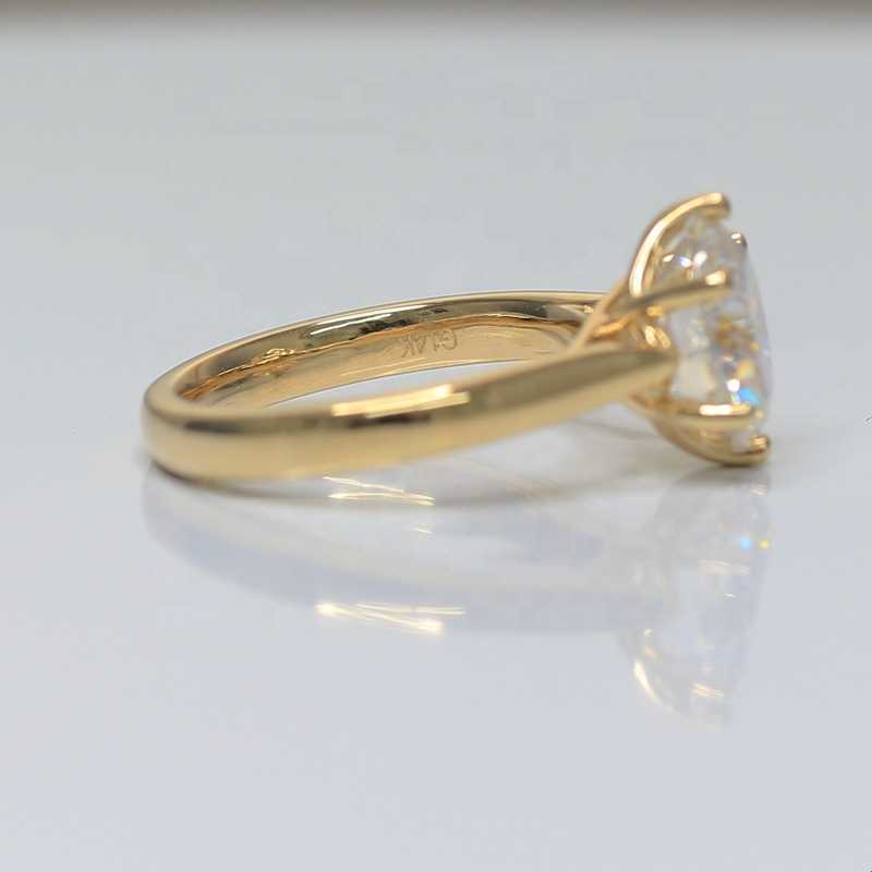 14k Yellow Gold Set Classic 6 Prongs 3.5ct Round Moissanite Solitaire 2.5mm Eternity Ring Band