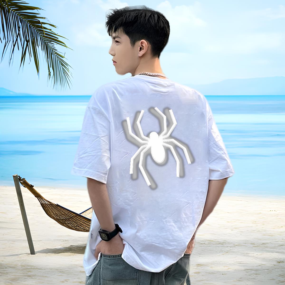 Fashion Mens T Shirts Big Spider Printing Breathable Short Sleeve Beach Men Tshirts Customized Print Unisex Top Tees
