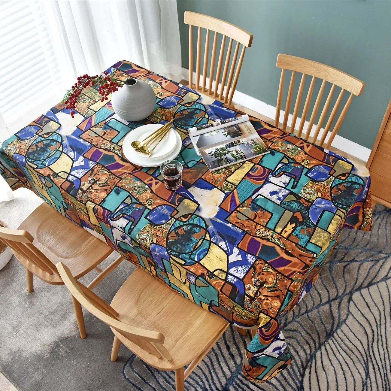 Printing Cloth Mediterranean Cafe Table Coffee Individuales De Mesa Manteles Elegantes 44VL01