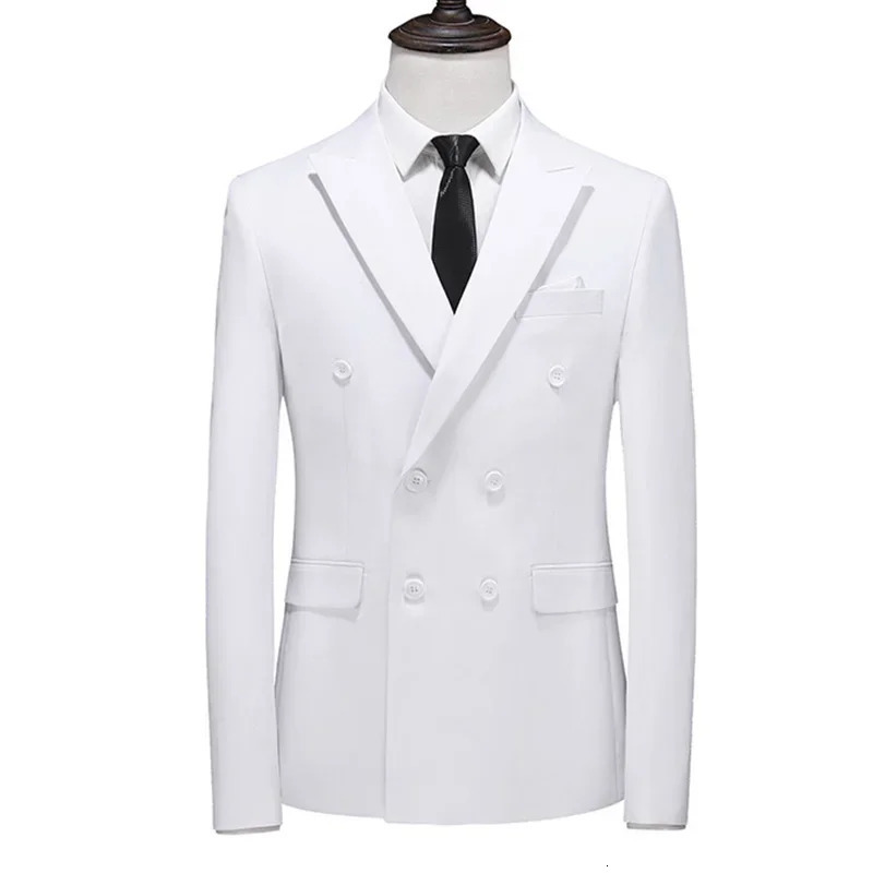 Fashion Mens Casual Boutique Business Solid Color Double Breasted Dress Formal Suit Blazers Jacket Coat 240518