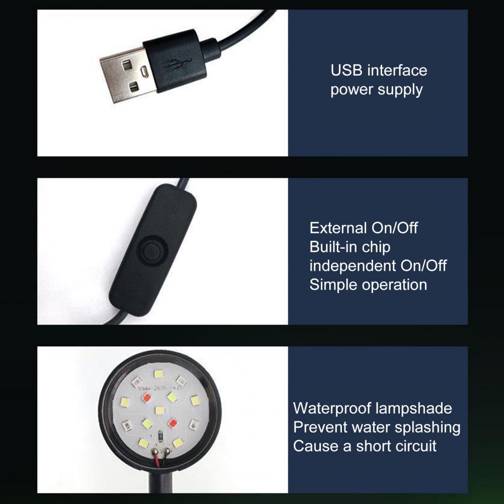 USB Plug Aquarium Mini Lamp LED Fish Tank Colored Lights Fishbowl Landscaping Reptile Animals Goldfish Turtle Fish Tank Lights
