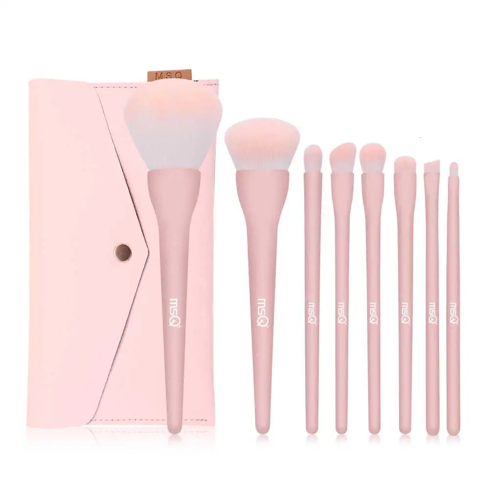 MSQ 8PCS Pink Makeup Brushes Sets Powder Foundation Eyeshadow Blusher Professional Fashion Make Up Candy Cosmetic Tool With Bag 240530