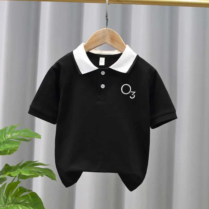 Polos Polos Boys casual polo shirt summer fashion youth cotton breathable short seven lapel ter T-shirt childrens clothing 2-12Y WX5.29