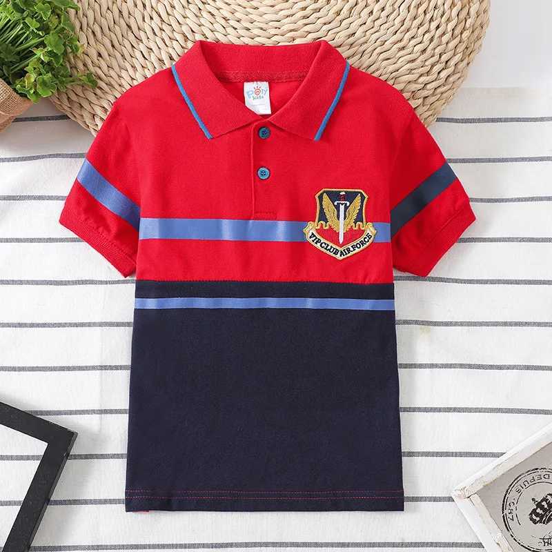 Polos Polos High quality childrens polo shirt boys top Whasa childrens T-shirt patch work polo boys medium to large girls shirt WX5.29