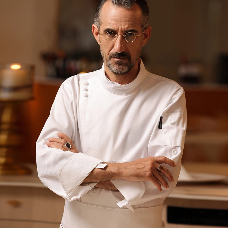 Uniform Long Sleeve el Western Food Catering Kitchen Restaurant Chef Baker Work Clothes Men Jackets Shirts High Quality 240530