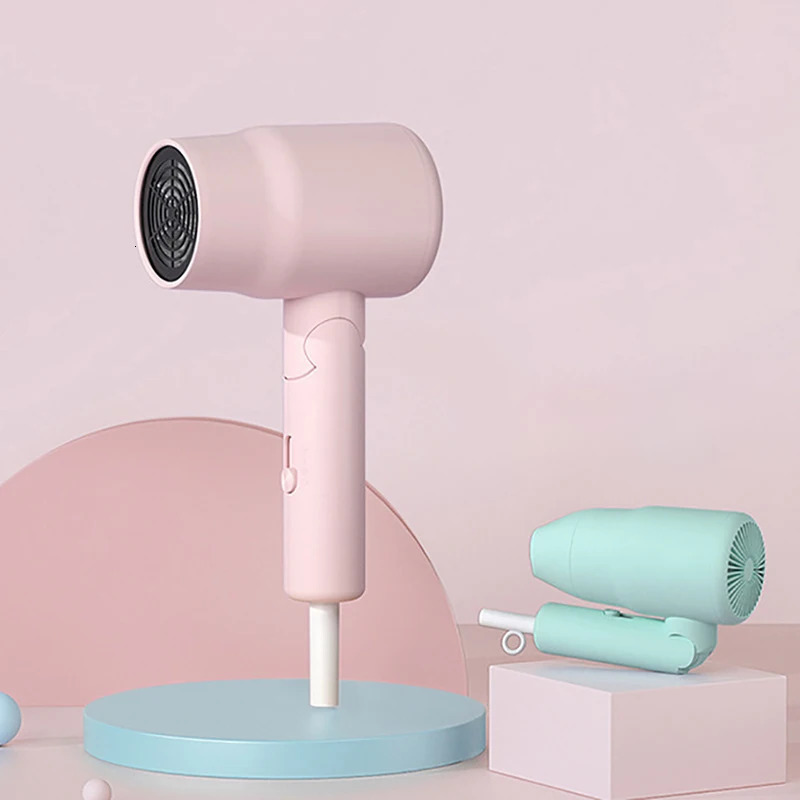 Mini Travel Hair Dryer 800W Compact Folding Handle Blow Dryer with 3 Heat Settings 2 Speed Quiet Hair Drying Blow Dryer 240530