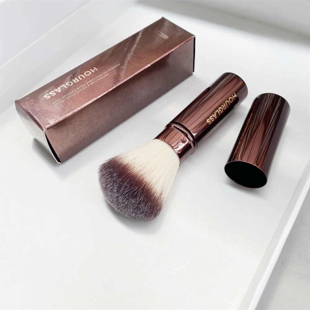 Hourglass Retractable Foundation Makeup Brush - Soft Travel Sized Foundation Powder Blush Beauty Cosmetics Brush Tools 240530