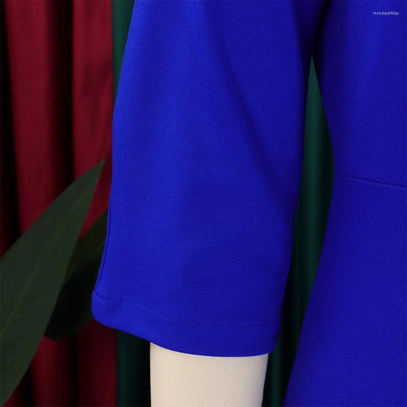 Casual Dresses Elegant Office Women O Neck Half Sleeve Sheath Package Hips Mid Calf Formal Business Work Wear Dress Midi Vestidos Cloth