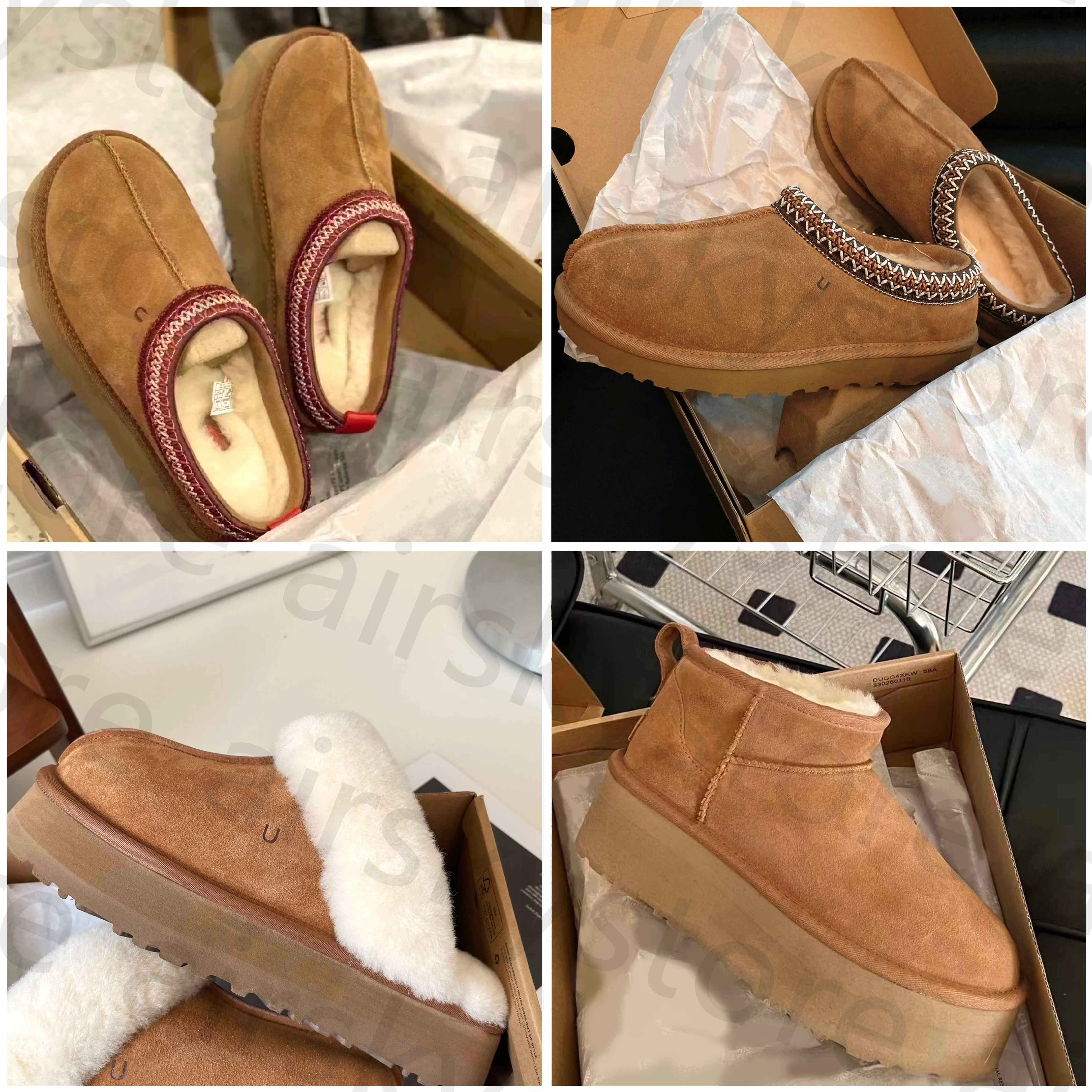 Tasman tazzman Slippers Tazz designer fluffy snow boots mini women slippers winter australia fur slipper ankle wool shoes sheepskin leather Boots