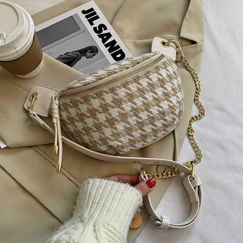 Bags Hbp Crossbody Evening Bag Houndstooth Small Simple Waist Pack Winter Chest s Female Fashion Phone Purses Chain Travel Belt 220811 Fahion Pure