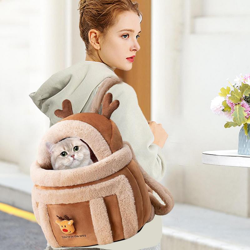 winter Warm Pet Carrier Bag Small Cats Dogs Backpack soft Plush Pets Cage for Outdoor Travel Pet Hanging Chest Bags supplies