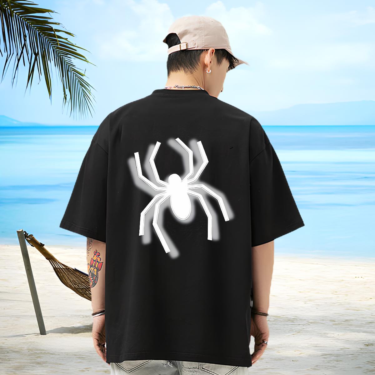 Fashion Mens T Shirts Big Spider Printing Breathable Short Sleeve Beach Men Tshirts Customized Print Unisex Top Tees