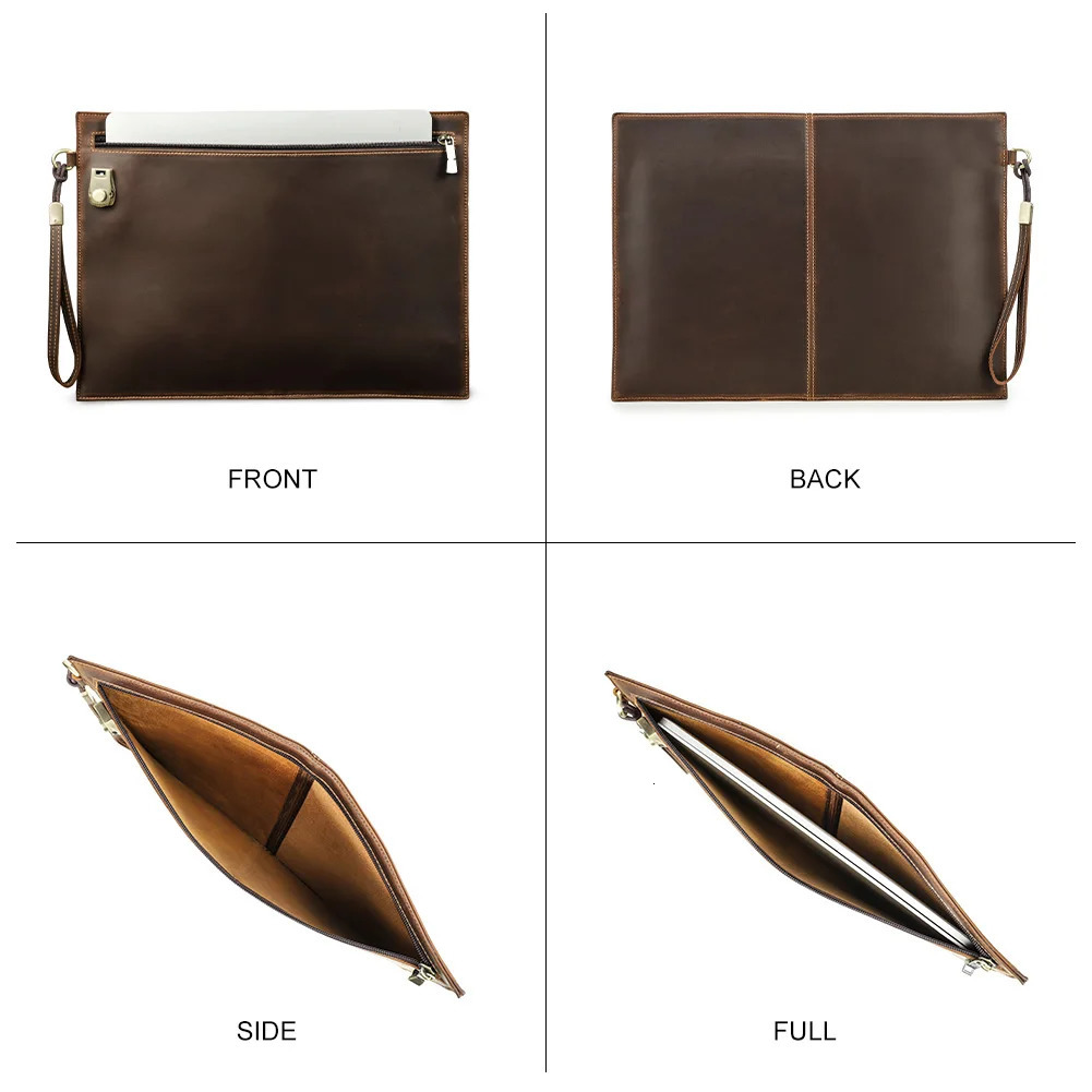 Genuine Leather Laptop Sleeve Case for MacBook Air 13 M2 M3 Macbook Pro 13 14 Notebook Carrying Cover Bag With Password Lock 240528