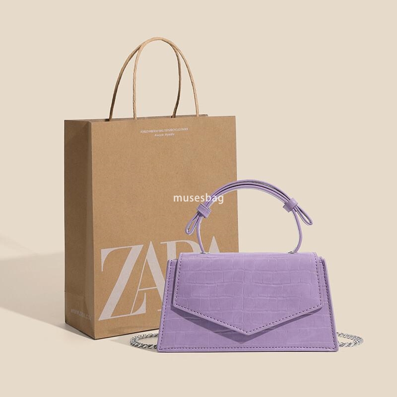 Luxury bag for women's mini handbag chain bag with crocodile pattern purple mini fashionable casual hand to improve quality crossbody bag