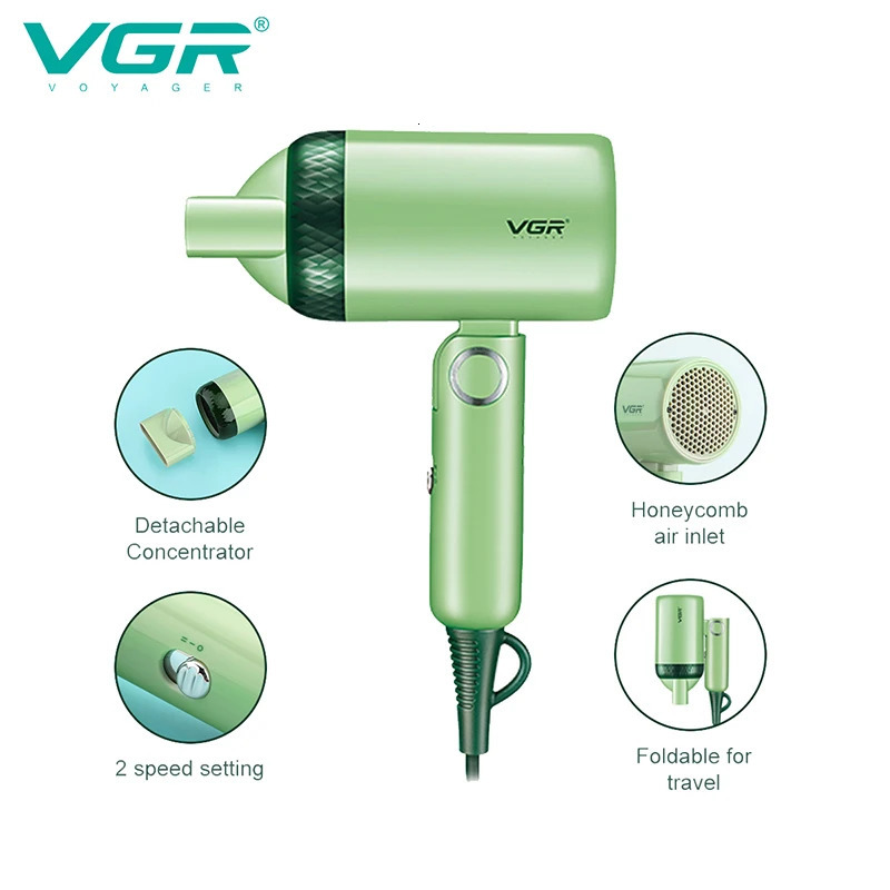 VGR Hair Dryer Professional Dryer Foldable Hair Dryer Machine Overheating Protection Hair Salon for Household Use Mini V-421 240530