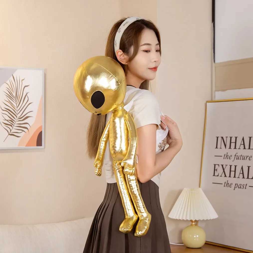 60CM Fashion Alien Backpack PU ET Extraterrestrial Soft Stuffed Plush Doll Plush Animal Toy Creative Gift for Children s S25108