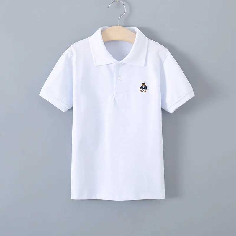 Polos Polos New Youth Polo Shirt 3-14 Year Old Summer Childrens T-shirt Baby Boy Short Seven Flip Collar Top Childrens T-shirt WX5.29