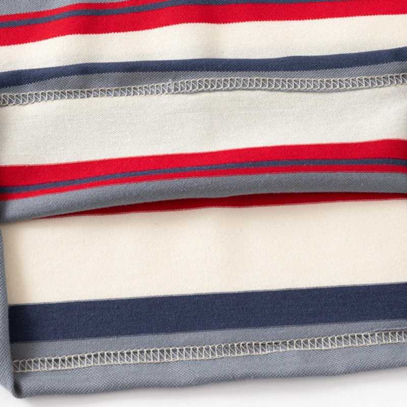 Polos Polos 2024 New Summer Childrens Short sleeved Seven Piece T-shirt Boys Striped Polo Shirt Cartoon Broidery Breathable Cotton Suitable for ages 3