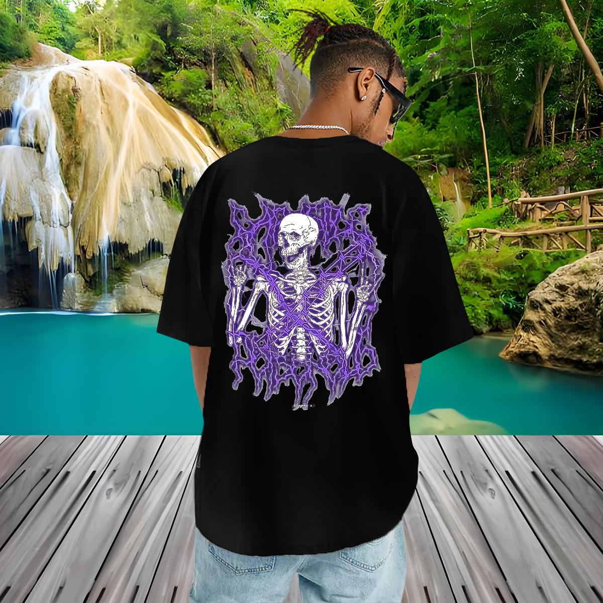 Fashion T-Shirts Black Oversized Mens Tshirts High Street Hip Hop Breathable Crew Neck Cotton Classic Tshirts