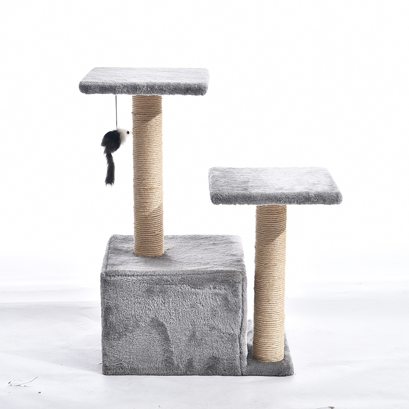 High Quality Modern Wood Sisal Cat Scratcher Tree With Toy Mouse Cat Tower Condo Furniture