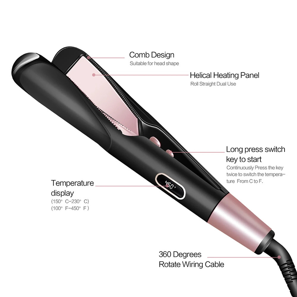 2 In 1 Pro Twist Hair Straightener And Curler Spiral Wave Curling Gold Flat Iron Straightening Curling Styling Tool 240530