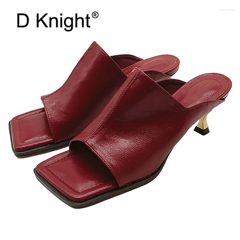 Slippers Fashion Women's Mules Peep Toe Female Slides Shoes Summer Women Gladiator Sandal Woman Thin High Heel Ladies