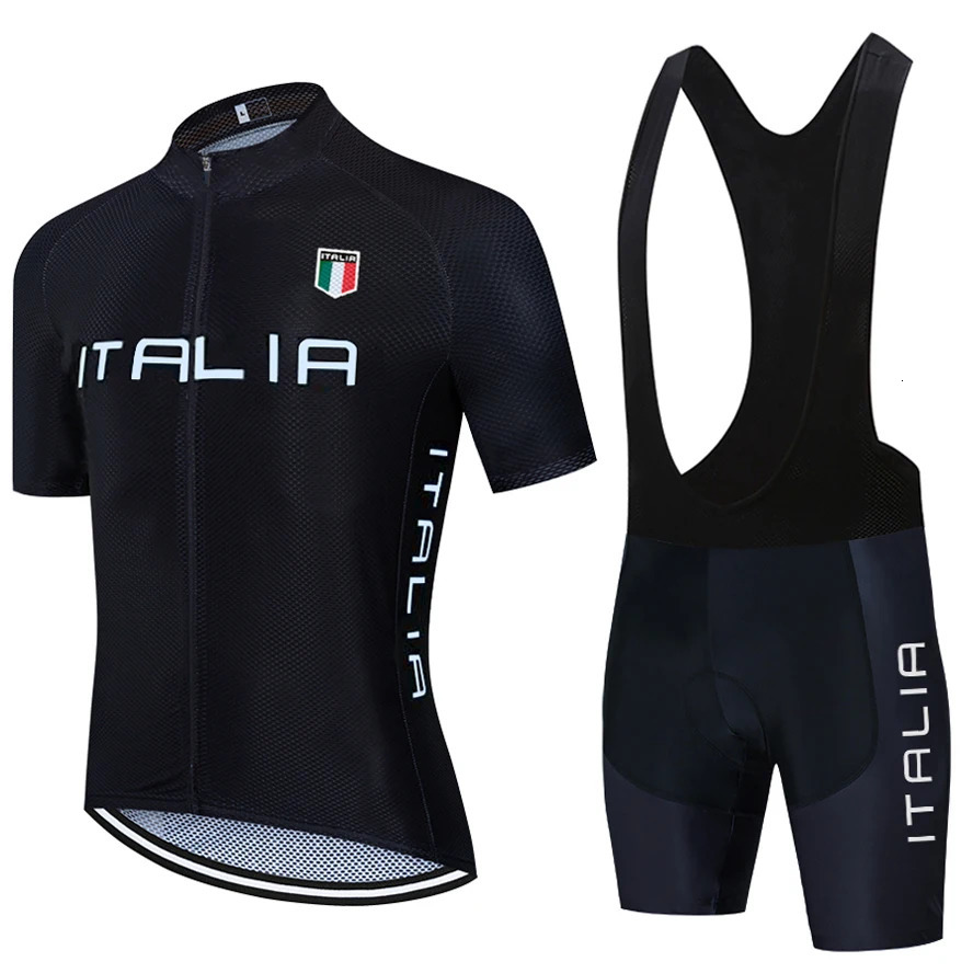 BLACK Cycling Jersey ITALIA Team Bike Jersey Maillot Shorts Set Men Women Ropa Ciclismo Quick Dry Riding Tshirt Clothing 240527