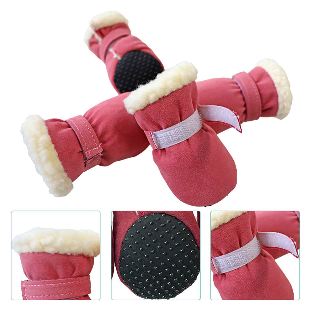 Dog Boots Dog Snow Boots With Anti-Slip Sole Soft Soled Shoes For Winter Small Medium Size Dogs Pack Of 4 Dog Boots