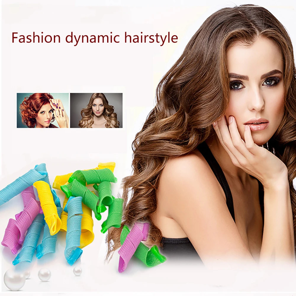 18PCS Hair Rollers 20/30/45/50/55cm Snail Shape Not Waveform Spiral Round Curls Hair Curler Soft Hair Curler Magic Hair Tools 240530