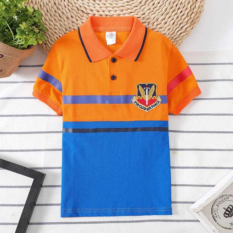Polos Polos High quality childrens polo shirt boys top Whasa childrens T-shirt patch work polo boys medium to large girls shirt WX5.29