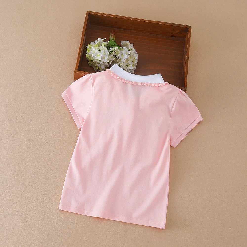 Polos Polos 3-12 year old girl polo summer childrens short sleeved seven piece T-shirt 2023 new childrens lapel baby cotton top WX5.29