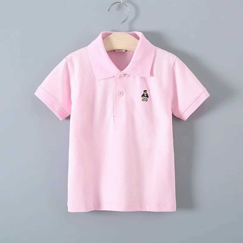 Polos Polos New Youth Polo Shirt 3-14 Year Old Summer Childrens T-shirt Baby Boy Short Seven Flip Collar Top Childrens T-shirt WX5.29