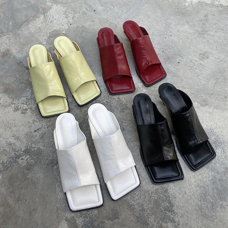 Slippers Fashion Women's Mules Peep Toe Female Slides Shoes Summer Women Gladiator Sandal Woman Thin High Heel Ladies