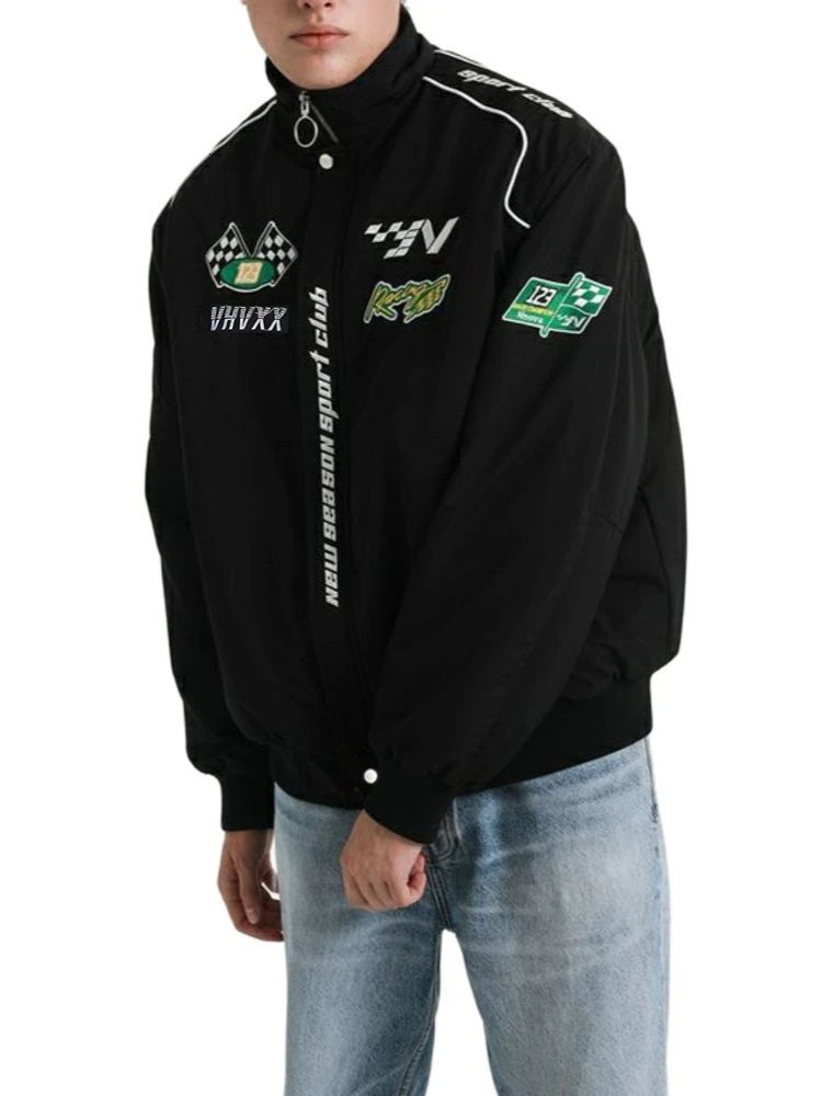 Vintage Baseball Cyber Y2k Basic Jacket Men Racer Jacket Coat Autumn Spring Clothes For Couple Techwear Loose BF Women Outerwear 240528