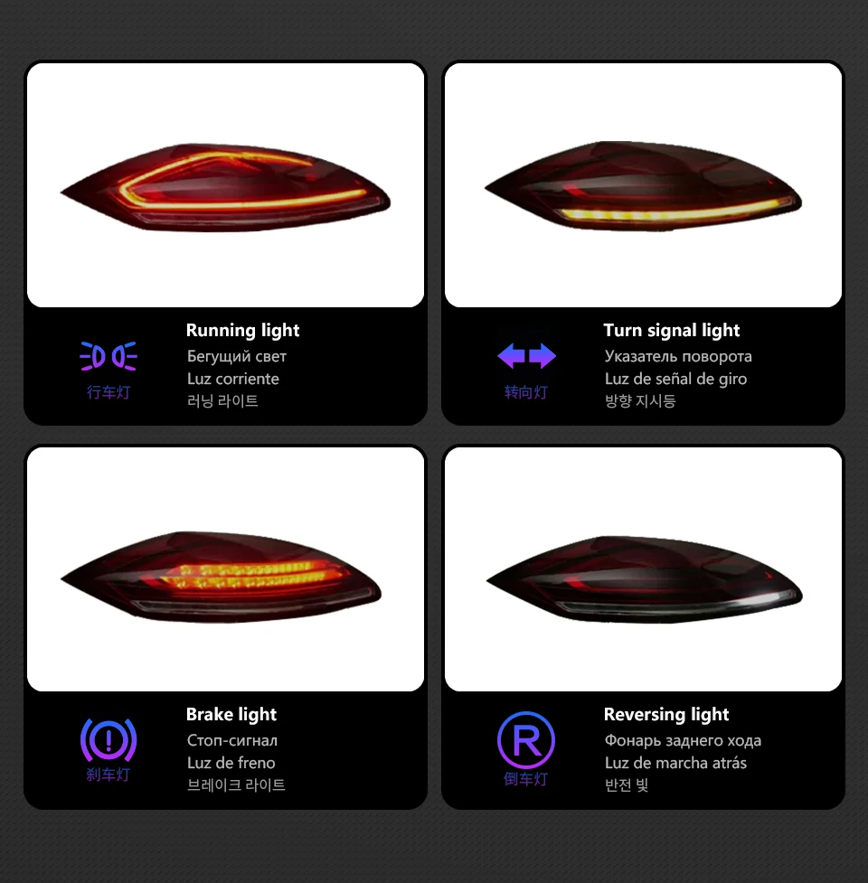 Taillight Upgrade for Porsche Panamera 970 2010-2013 971 Rear LED DRL Dynamic Turn Signal Lamp Brake Reverse Fog Light