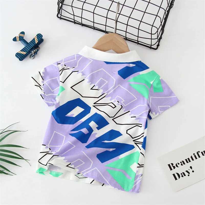 Polos Polos Summer Boys 2024 Fashionab Casual Sweat Absorbent Tri Color Twill Printed tters/POLO Shirts/2-7 Years Old WX5.29