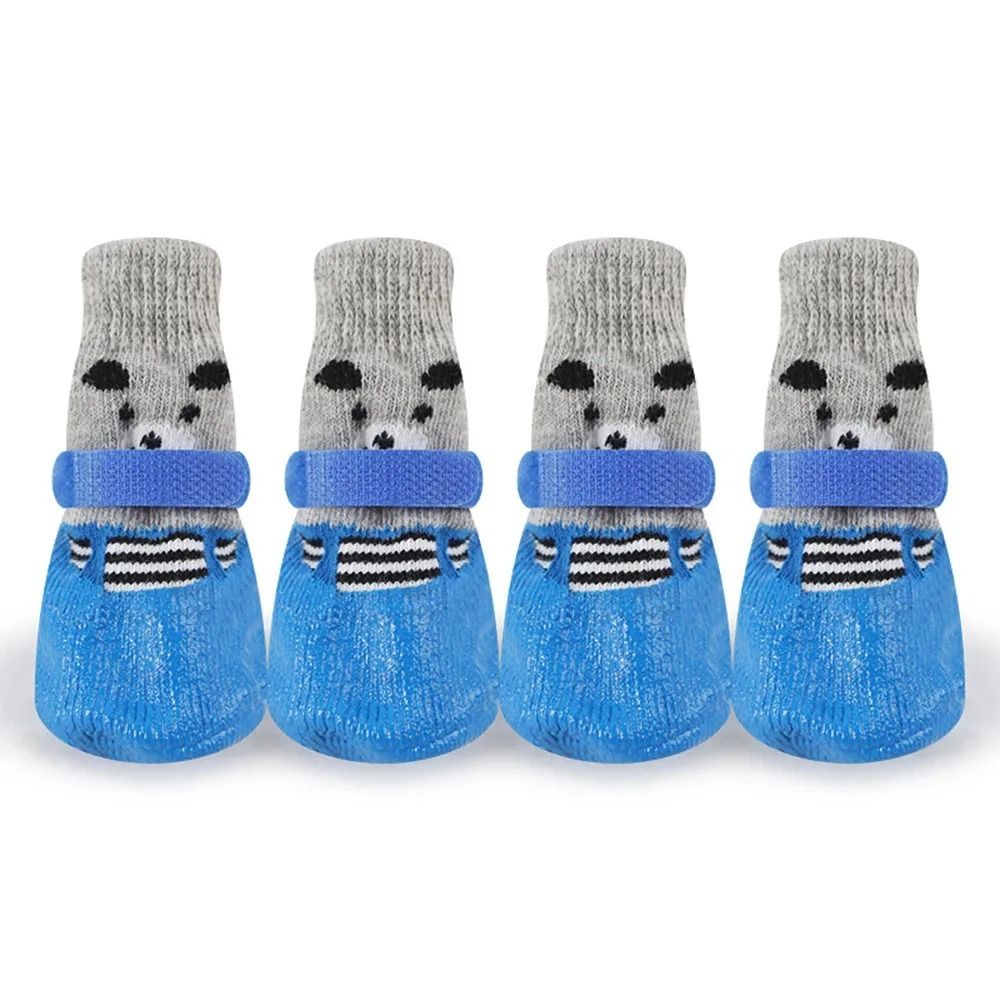 2Pairs Waterproof Pet Boots Shoes Socks Anti-Slip Rain Snow Boots Cats Dogs Rubber Socks with Adjustable Drawstring Pet Supplies