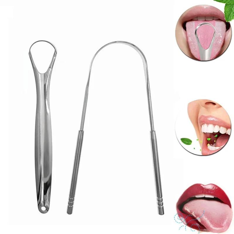 Stainless Steel Tongue Scarper cleaners for oral hygiene gratte langue tounge Scrapper Toothbrush Tongue Scraper Cleaning Brush