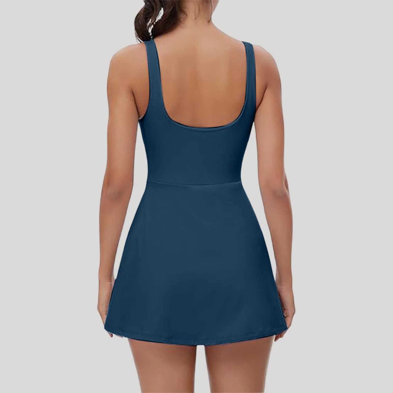 Casual Dresses Womens Tennis Dress Square Neck Sleeveless Athletic Side Slit Flare Workout Yoga Slim Fitting Female Clothing
