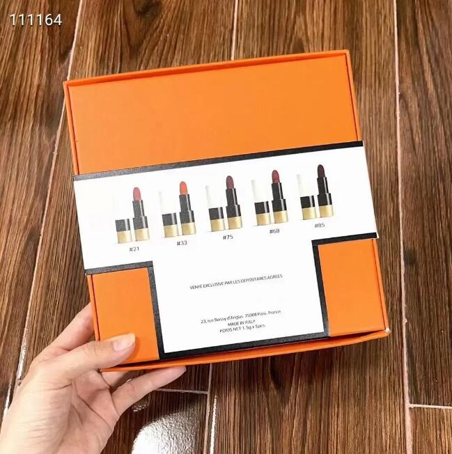Famous brand lipstick 5 color 21/33/75/68/85 1.5g fashion gift set box travel portable pack fast delivery