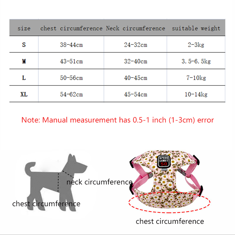 Pet Harnesses Fashion Printed Nylon Dog Harness Vest Reflective Dog Harness Leash Set for Small Medium Dogs Cats French Bulldog