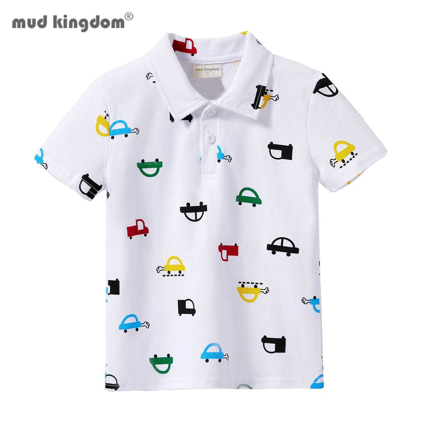 Polos Polos Mudkingdom Boys Polo Shirt Childrens Summer Clothing Car Print T-shirt Childrens Fashion T-shirt Cute Clothing WX5.29