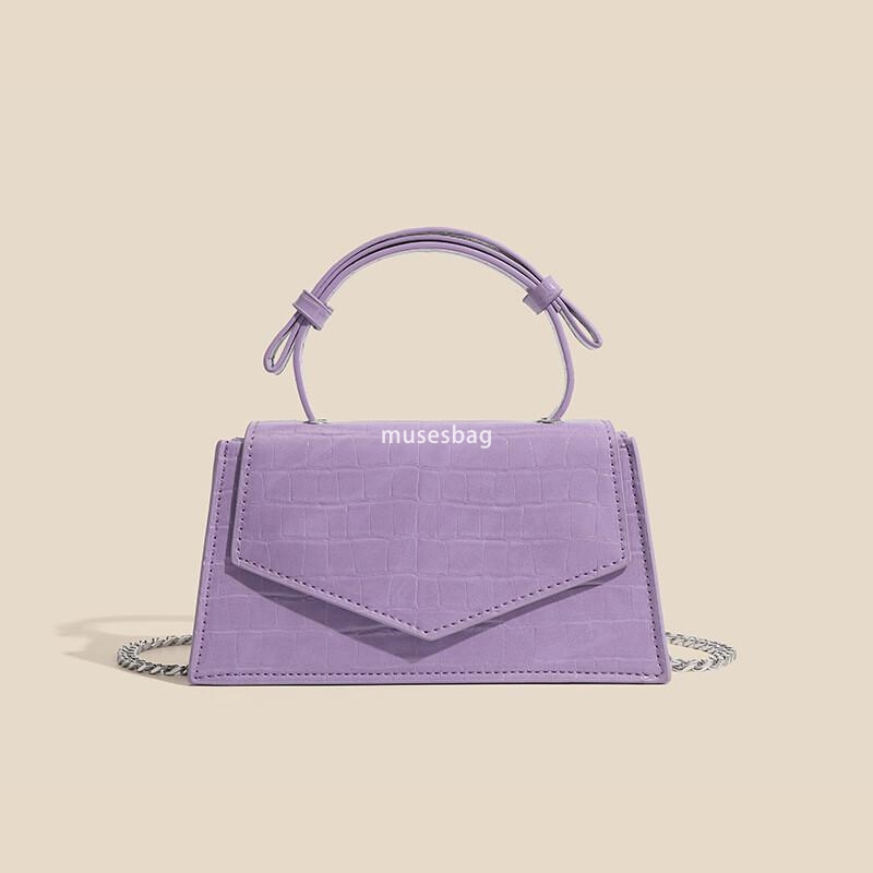 Luxury bag for women's mini handbag chain bag with crocodile pattern purple mini fashionable casual hand to improve quality crossbody bag