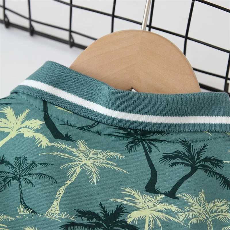 Polos Polos New Childrens Boys Polo Shirt Summer Short sleeved Seven piece Casual T-shirt Childrens Cotton Breathable T-shirt Top Childrens Clothing 2